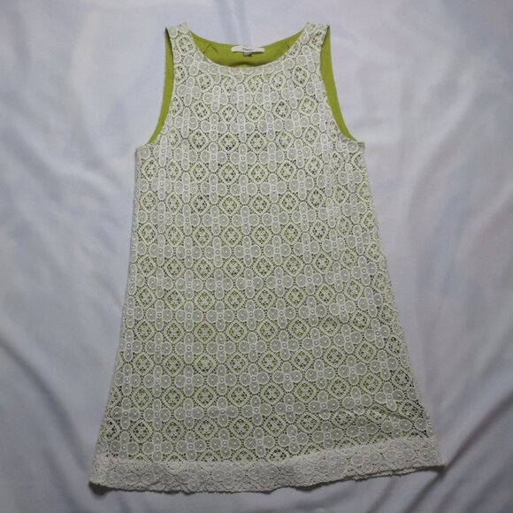 FOSSIL womens DRESS cream GREEN boho MINI sleeveless SIZE 8 - Picture 1 of 9